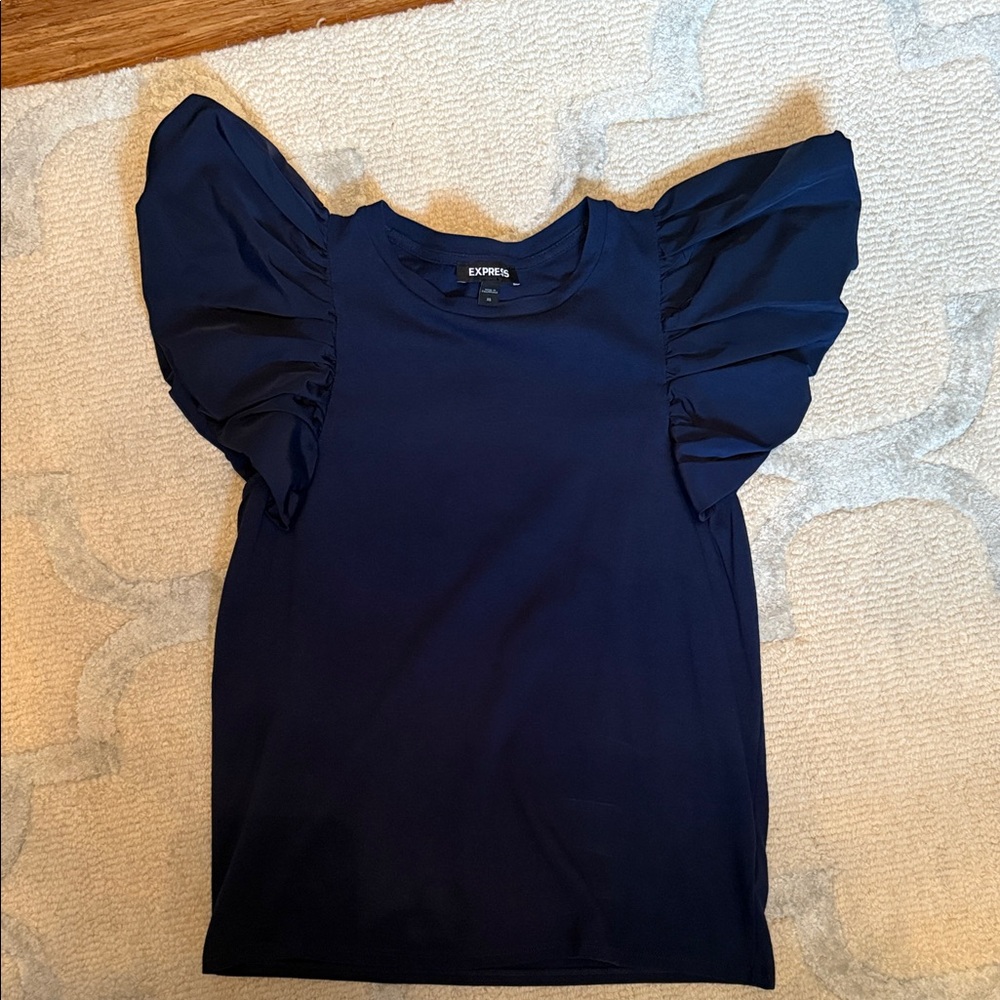 Express Midnight Blue Flutter Sleeve Blouse